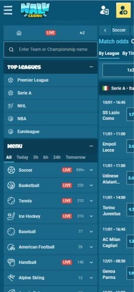 Nalu Casino Sportsbook Mobile Home Page