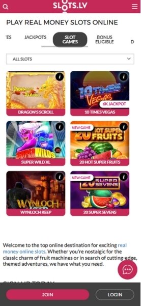 Slots.lv Mobile Slot Games