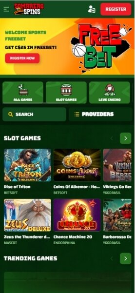 Sombrero Spins Mobile Home Screen