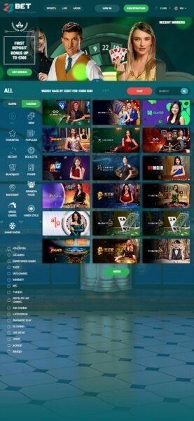 22Bet Mobile live casino section, featuring list of games with live dealers.