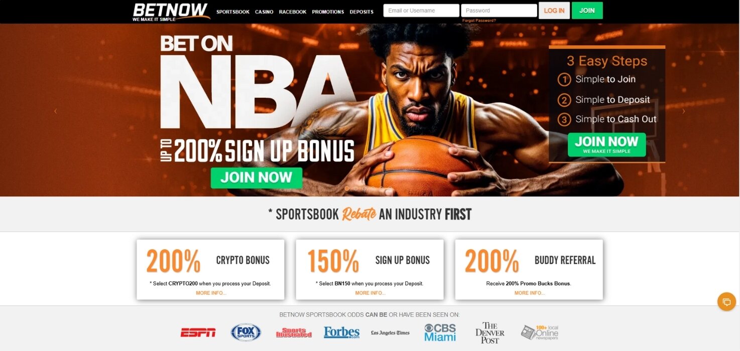 BetNow homepage showing three welcome bonuses.