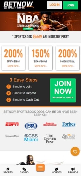 BetNow Mobile Homepage