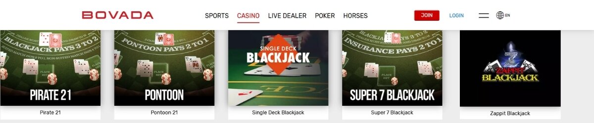 Bovada Super 7 Blackjack