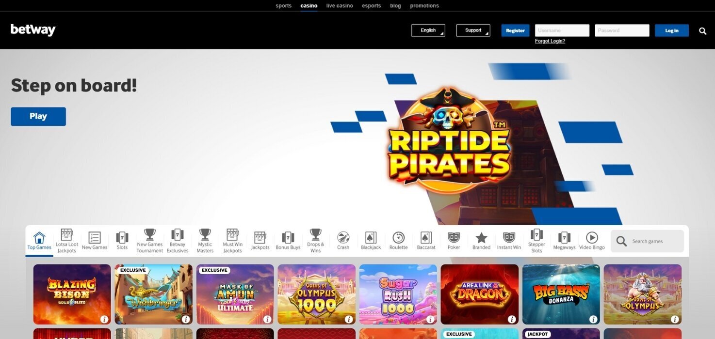 Betway Casino desktop interface.