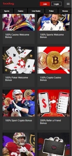 Bodog mobile promotions page