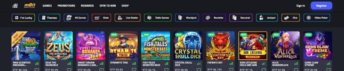 mBit Casino interface