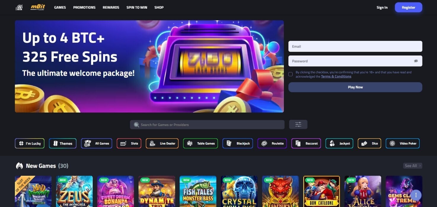 mbitCasino home page