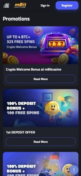 mbitCasino mobile promotions page