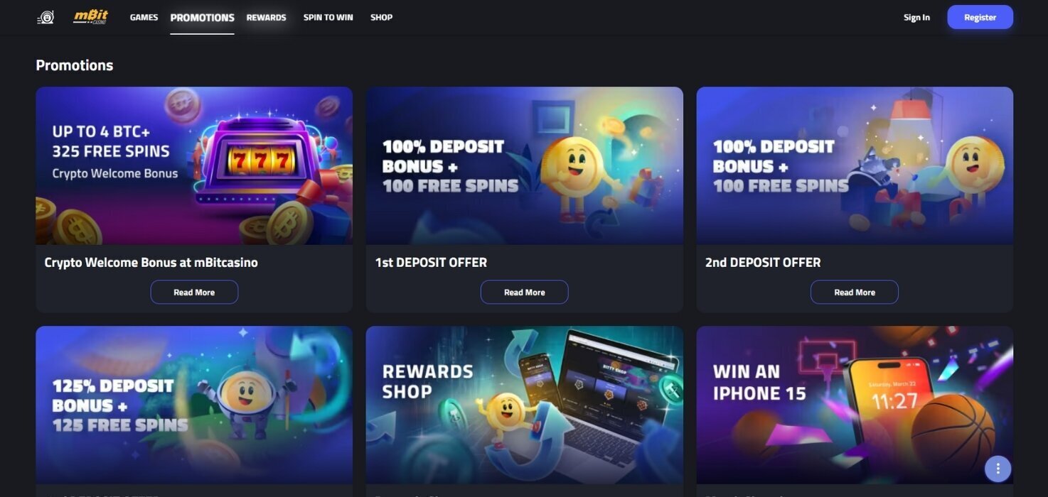 mbitCasino promotions page.