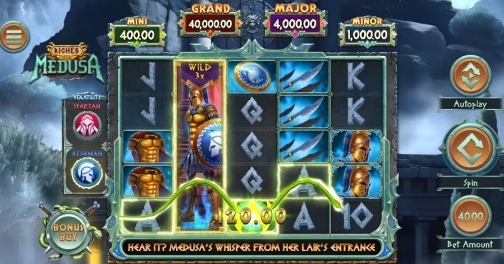 Riches of Madusa slot gameplay.