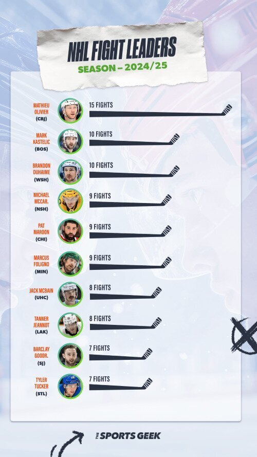Top NHL Fighters of 2024-25 - 500 Mobile