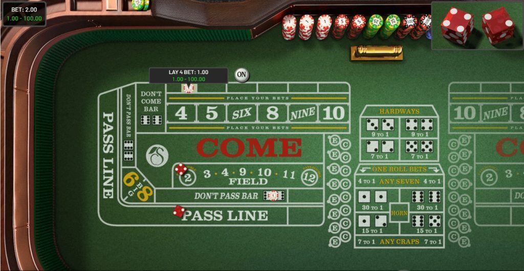 Craps lay bet example.