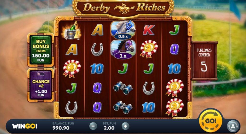 Derby Riches online slot gameplay.