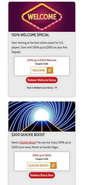 Grande Vegas Casino promos