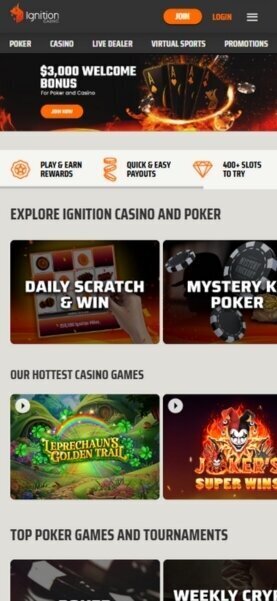 Ignition Casino Mobile Homepage