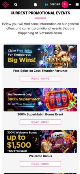 SlotsandCasino Mobile Promotions