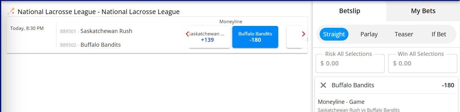 SportBetting.ag NLL odds