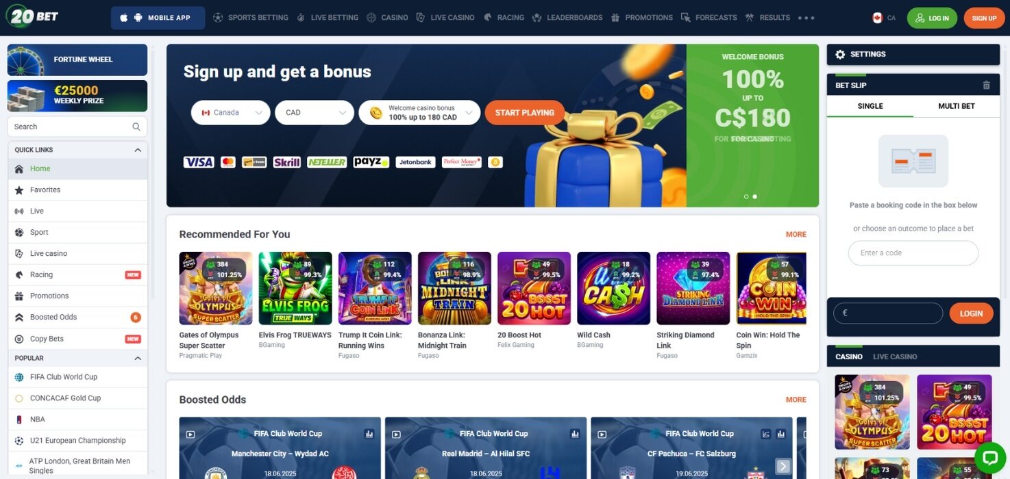 20Bet Homepage