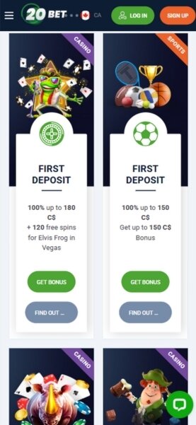 20Bet Mobile Promos