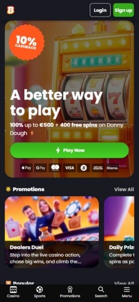 Betiro Mobile Homepage