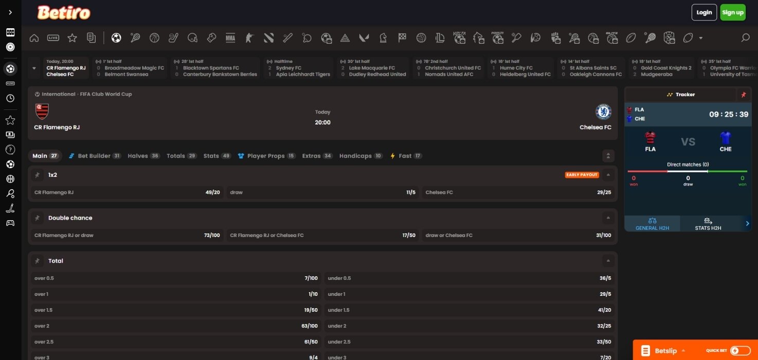 Betiro Sportsbook Interface