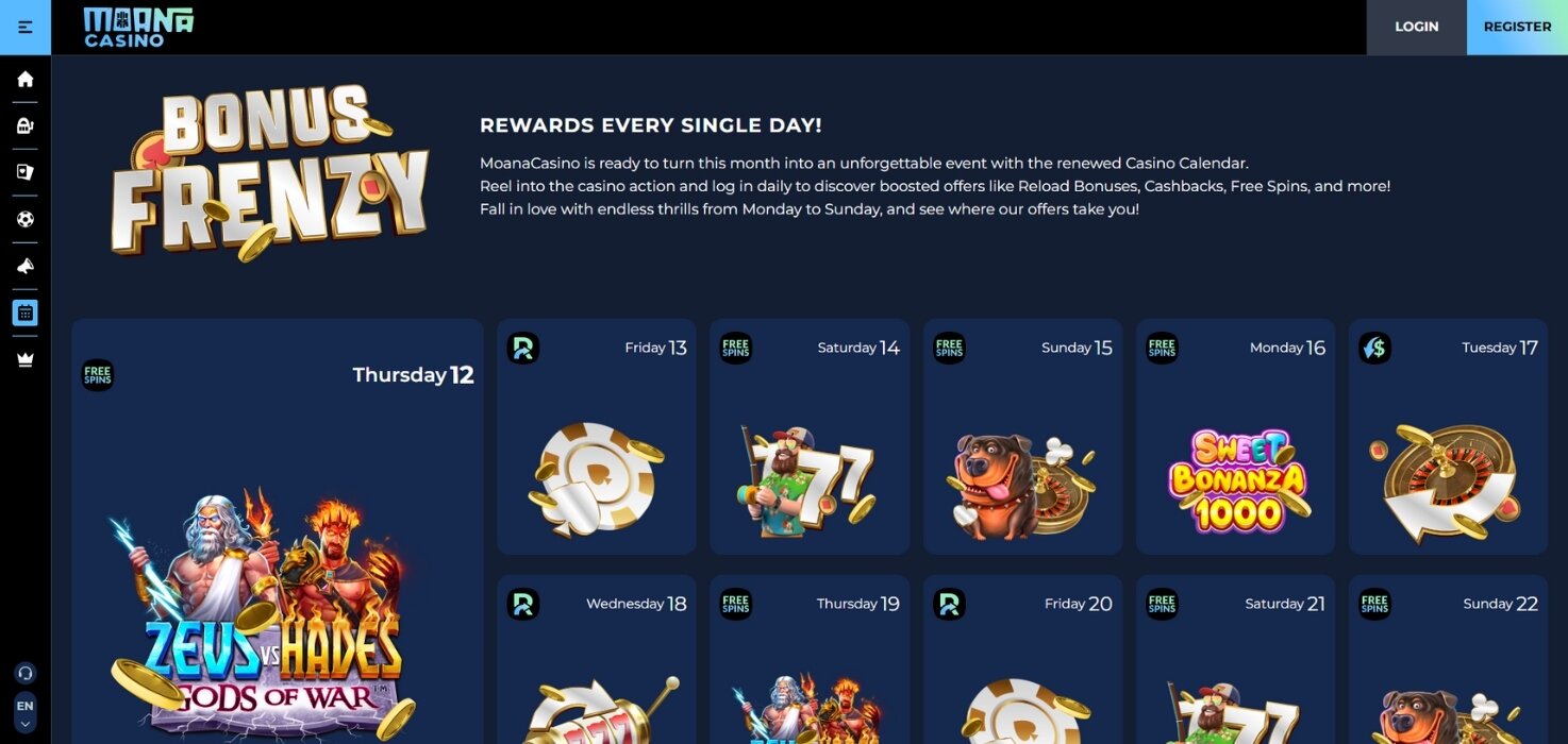 Moana Casino Daily Bonuses