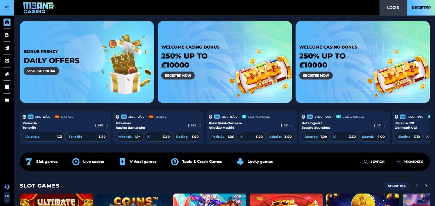 Moana Casino Homepage