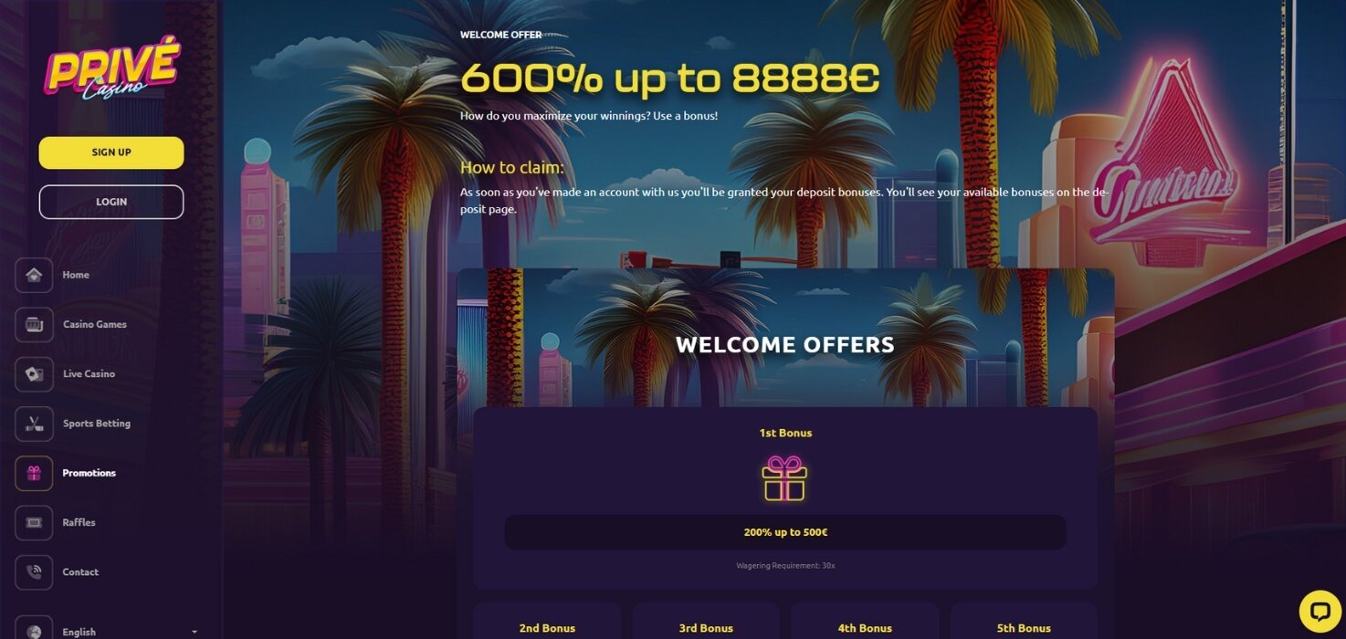 PriveCasino Promotions