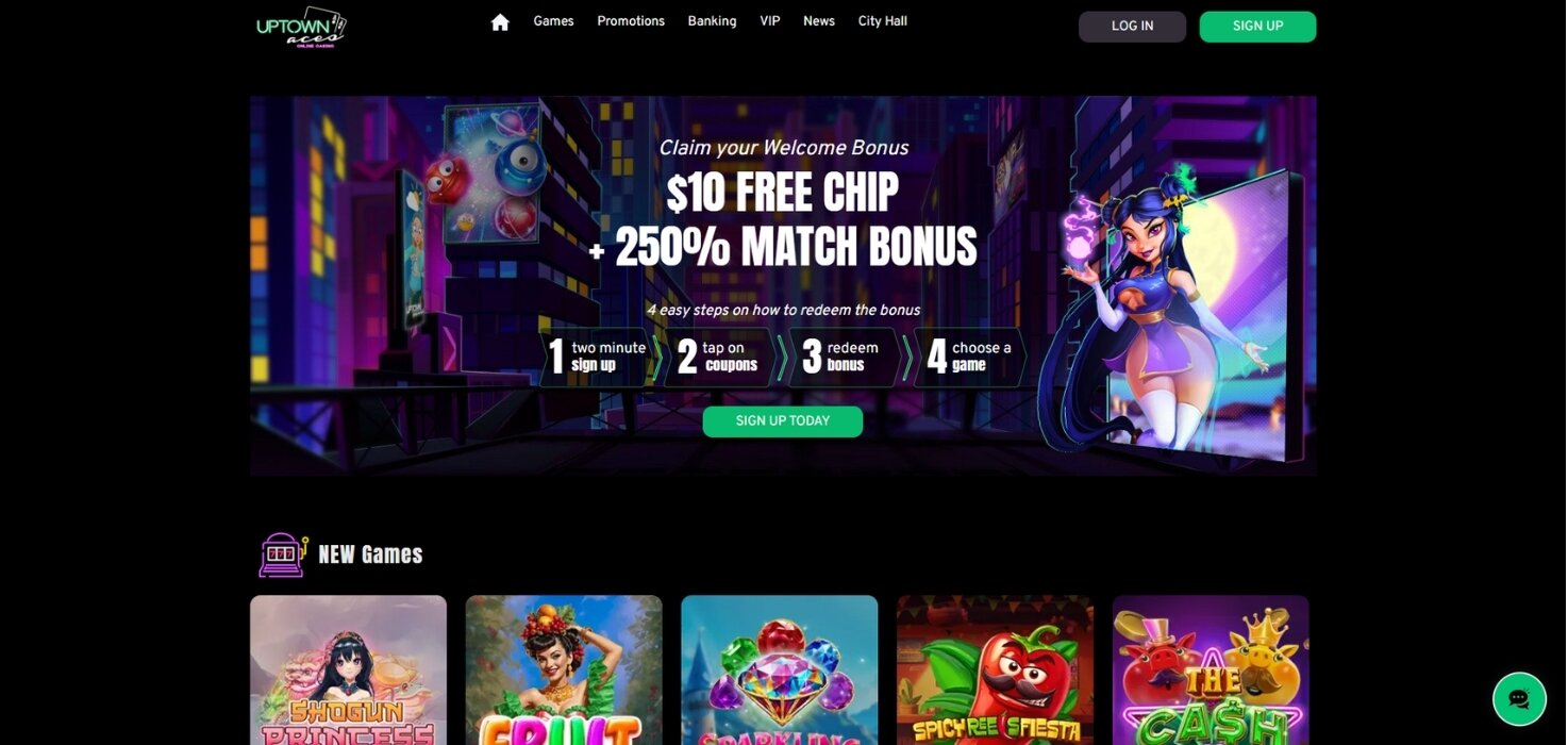 Uptown Aces homepage.