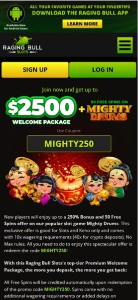 Raging Bull Mobile Promos