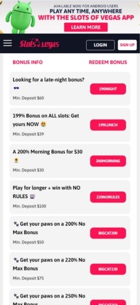 Slots of Vegas Mobile Promos