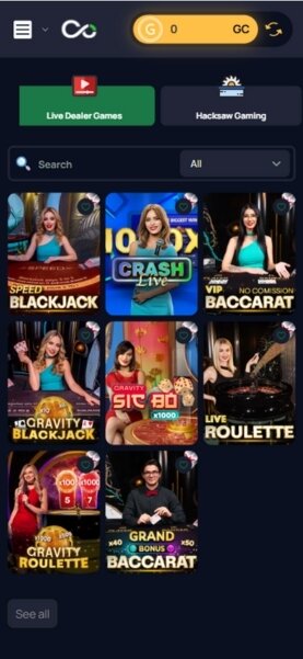 Vegas Coins Mobile Live Dealers