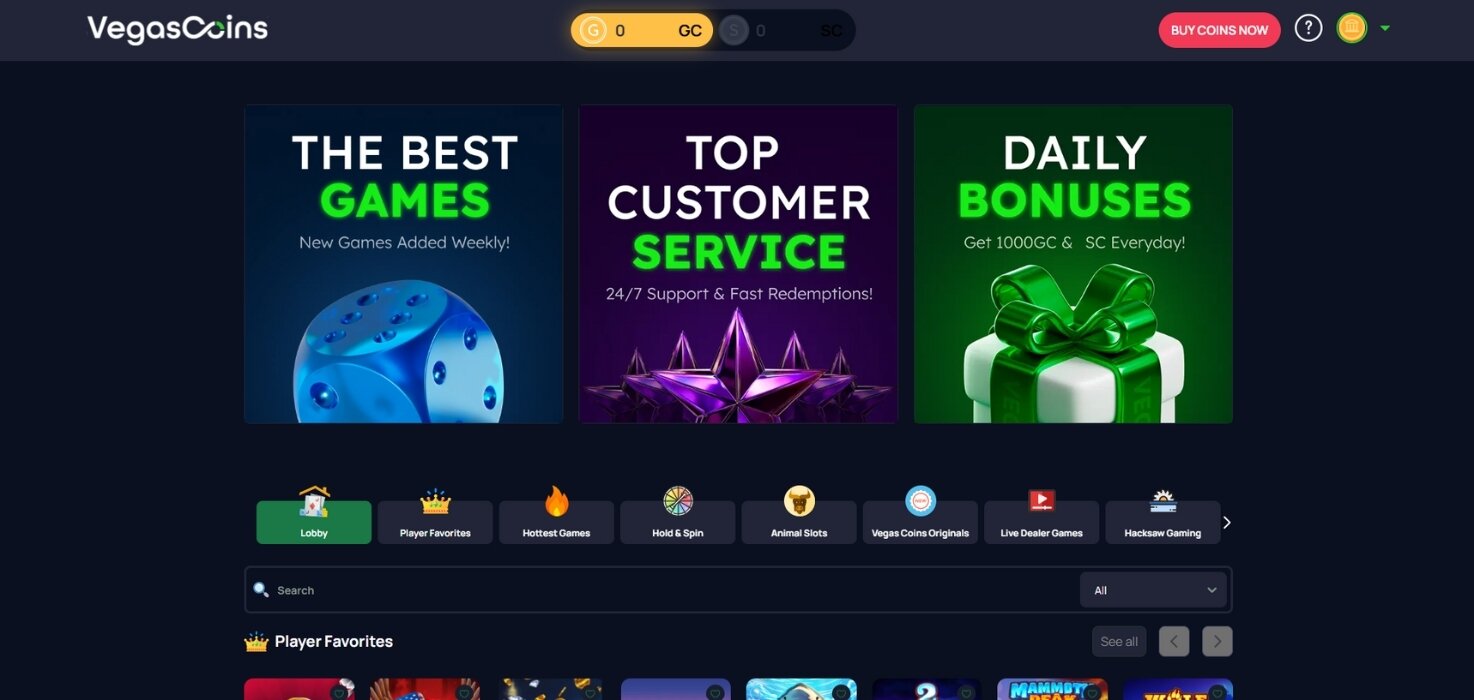 Vegas Coins Homepage