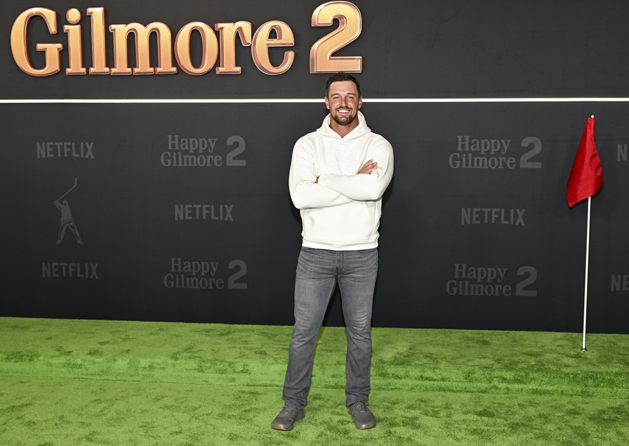 Bryson DeChambeau poses on the red carpet of "Happy Gilmore 2".