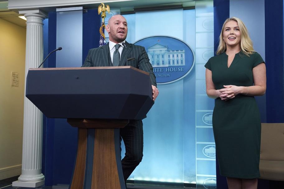Conor McGregor answers a question at the White House.