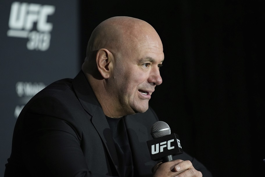 Dana White answers questions at a UFC press conference.