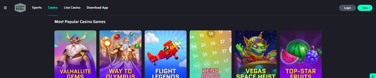 Lucky Rebel Casino Banner