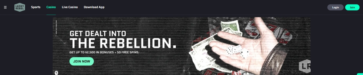 Lucky Rebel Casino Bonus Banner