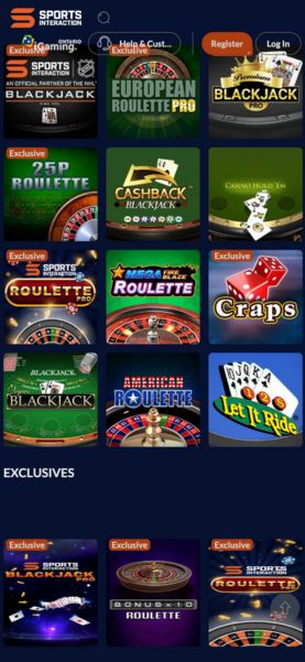 Sports Interaction mobile table games