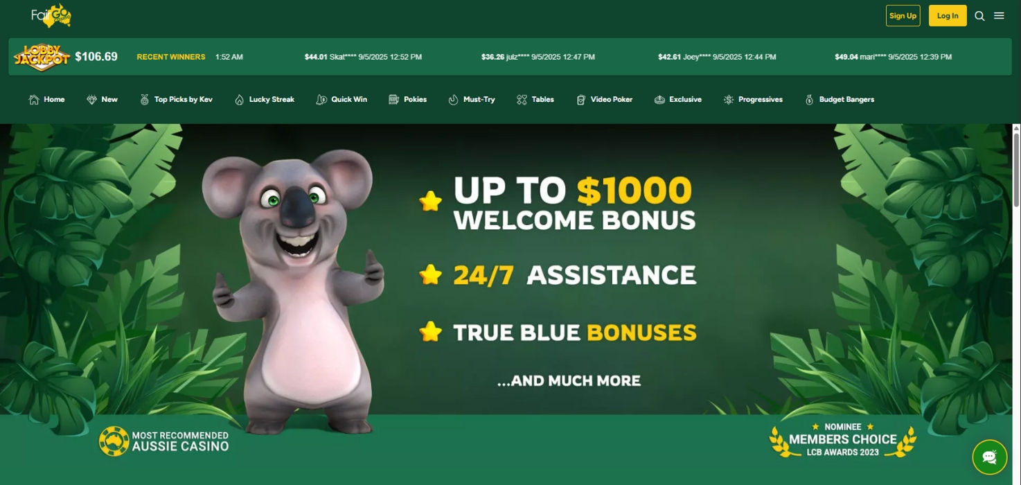 Fair Go Home Page Screenshot