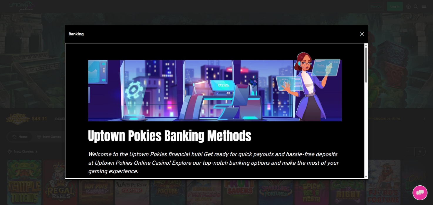 Uptown Pokies Banking Methods