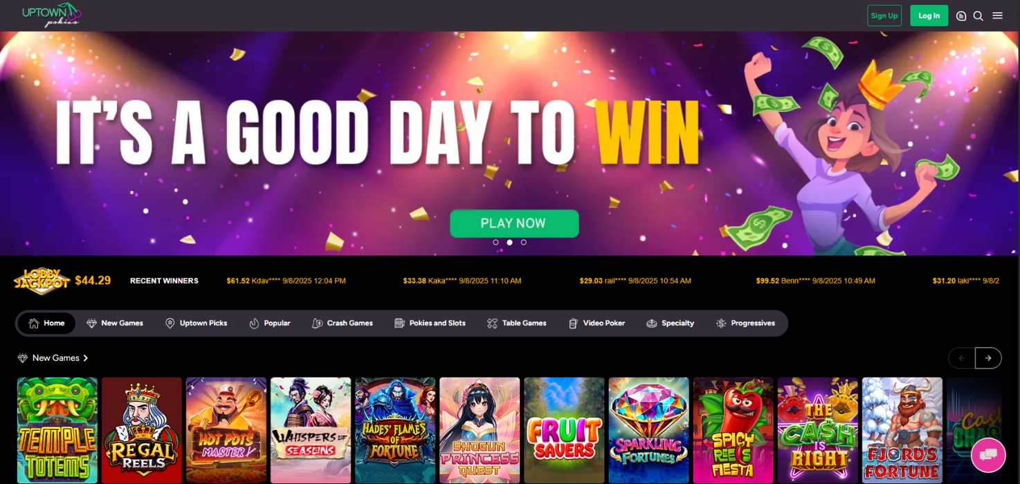 Uptown Pokies Home Page
