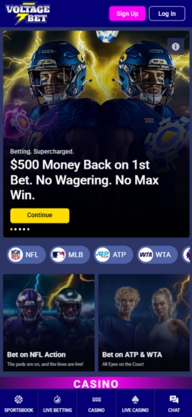 Voltage Bet Mobile Homepage