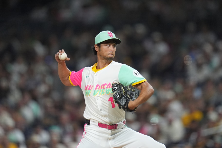Yu Darvish of the San Diego Padres throws a pitch.