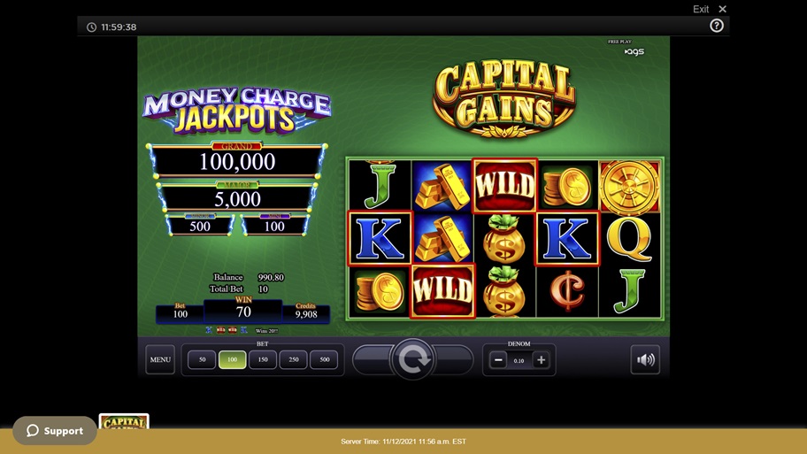 A demo of an progressive online slot game