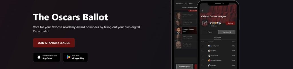 bracketology’s The Oscars Ballot contest.