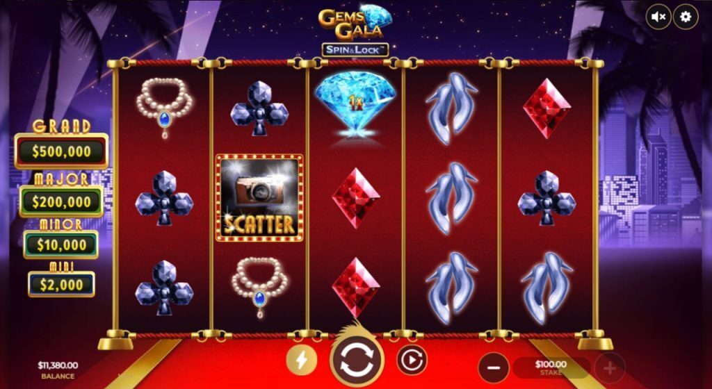 Gems Gala Spin & Lock online slot gameplay at BetUS.