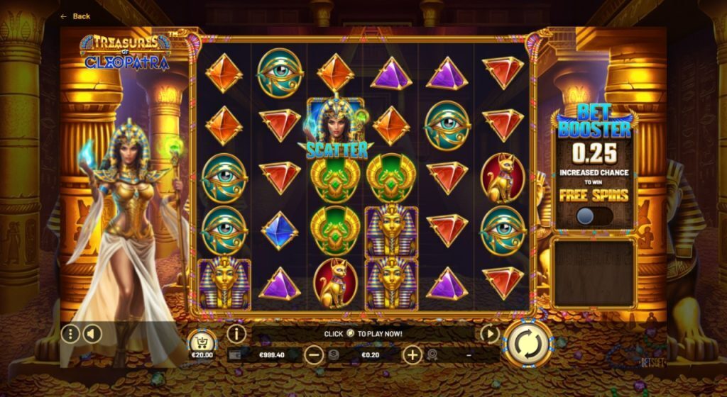 Treasures of Cleopatra online slot gameplay at BetUS.