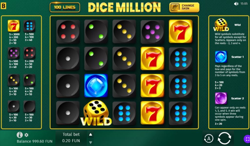 Dice Million online slot gameplay