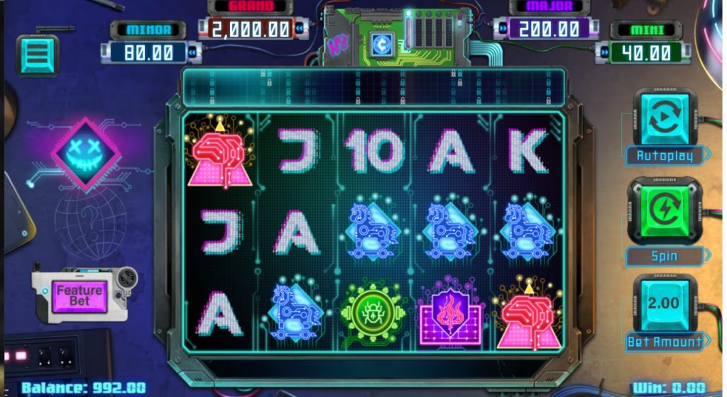 Glitch Syndicate online slot gameplay on desktop.